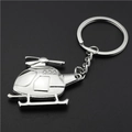 Polished silver metal helicopter keychain with sleek rotor design and round ring - Utility Helicopter (飞机8)