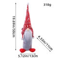 Gnome de Noël debout avec bonnet rouge à motifs flocons et détails des dimensions - Rouge Gris