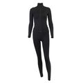 Set yoga nero due pezzi con giacca sportiva con zip e collo alto e leggings neri - S / Nero