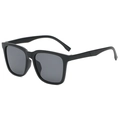 Fashionable square frame sunglasses for men featuring a classic black frame and dark grey lenses - Bright Black Frame Grey Lens