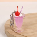 Roze drank sleutelhanger met hars ijsje bedeltje en zilveren ster sluiting - Paars - Sterhaak