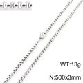Silver square link stainless steel necklace chain measuring 500x3mm and 13g weight - 500x3mm / Steel