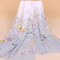 Lightweight gradient chiffon scarf with colorful butterfly print and breathable texture - Grey (Gradient Butterfly)