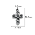 Ciondolo a croce vintage in acciaio inossidabile argento con cupole e misure precise - Stile Z2305S33/Connessione Rotonda