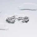 Orecchini a cerchio in argento con onde organiche e design metallico minimalista unico - Cuore Stile 1 - Acciaio