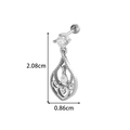 Silver retro flower drop earring with heart engraving and dimensions 2.08cm by 0.86cm - Hollow Drop (0181-5#) / Silver