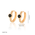 Gold hoop earrings featuring white zircon and a central round black stone accent - EH075 Black Solitaire Hoop