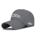 Casquette de baseball gris foncé en coton avec broderie montagne pour hommes et femmes - Réglable / Gris