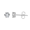 Classic silver S925 sterling silver six-prong stud earrings with clear cubic zirconia - Silver 6-Prong 4mm Stud (APE36-P-4mm)