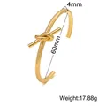 Minimalist 18K gold-plated stainless steel knotted C-shape cuff bracelet for women - Knot Style B-432