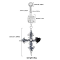Guida alle taglie piercing ombelico croce con pendente cuore nero e asta da 10 mm - Croce Cuore Nero (BR24091201-3)