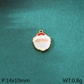 DIY Christmas Santa Claus charm in red and white enamel with golden stainless steel edges - Santa Claus Head Style (KLJ10446-ZLA)