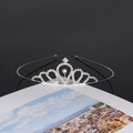 Silver bridal tiara with heart-shaped hollow design and sparkling rhinestone crystals - Style SY-030