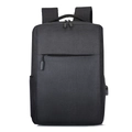 Μινιμαλιστικό μαύρο σακίδιο πλάτης για λάπτοπ με θύρα φόρτισης USB και ενισχυμένους ιμάντες - Μαύρο