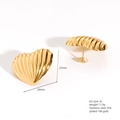 18K gold plated heart earrings with shell texture in stainless steel style - E664-35(Shell Heart)