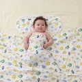 Bamboo cotton gauze baby blanket and pillow set with colorful marine life sea animal pattern - Undersea World