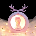 Pink cartoon deer antler night light ornament with warm glowing girl figurine - Night Light / Pink Star Light