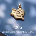 18K gold plated stainless steel snail pendant with double-sided spiral design detail - D06 Golden Snail