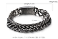 Detailed view of heavy vintage stainless steel Cuban link bracelet with size 21.5cm length - Thin Style (KB71833-BD)