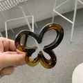 Elegant butterfly claw clip in amber brown gradient resin finish for versatile hair styling - Glossy Light Tortoise