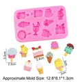 Pink silicone mold with ten dessert shapes including ice cream and cupcakes for DIY baking - Pink
