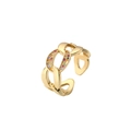 Chique vergulde open ring in Cubaanse kettingstijl met kleurrijke zirkonia stenen - Verstelbaar Open / Kleurrijke Zirconia Ketting Micro Pave Stijl (CR0315DX)