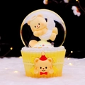 Cartoon angel bear snow globe with yellow cupcake resin base and warm lighting - 2426 Yellow Base / Medium 80# LED Light+Music