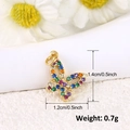 Pendentif papillon doré avec zircons colorés et dimensions précises indiquées - A0254-Pendentif Papillon Zircon Multicolore