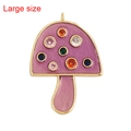 Large size purple mushroom pendant with multi-color zircon stones in gold plating - L245104-Lavender Mushroom Large Size