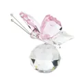 Pink faceted crystal butterfly sculpture on a clear geometric base for home decor - Pink & Clear Mix