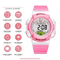 Pink and white waterproof kids electronic sports watch with digital display for girls - Lovely Pink