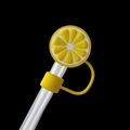Yellow lemon slice silicone straw topper cover for dust protection on tumblers - Lemon Yellow / 10mm