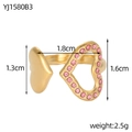 Modieuze gouden open ring met dubbel hartontwerp en roze zirkonia-edelstenen - Roze Strass Stijl (YJ1580B3)
