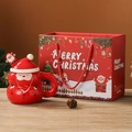 Red Santa Claus ceramic mug with 3D lid and matching Merry Christmas gift bag set - 400ml / Gift Box-Santa Claus