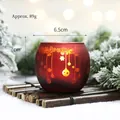 Red frosted Christmas glass candle holder with gold snowflake patterns on a snowy scene - Frosted Red (Golden Snowflake)
