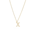 Titanium steel gold necklace featuring a micro-pave zircon letter X pendant charm - Gold-X