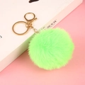 Faux rabbit fur ball keychain in neon green with golden lobster clasp for bags - Fluorescent Green / Elastic Band (No Hardware)