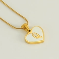 Minimalist 18K gold heart pendant necklace with shell inlay and letter Q detail - Letter Q