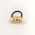 Golden twisted alloy hair tie with black high-elastic rubber band for women - Gold Twisted Smooth