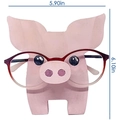 Dettagli dimensionali del portaocchiali a forma di maiale rosa in legno da 15 cm x 15,5 cm - Maiale