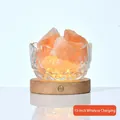 10 inch Himalayan salt lamp with orange stones in glass bowl and wireless charging base - Wireless Charging / 10"