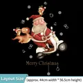 Sticker mural Père Noël à moto avec motifs de dinosaure et souris de Noël - Père Noël et Dinosaure / Moyen (45x30cm)