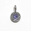 Silver circular pendant featuring a purple gemstone star with clear diamond accents - Silver - June