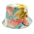Close-up of summer floral bucket hat with vibrant flower prints and stitching - M (56-58cm) / Mint Green Base Floral Pattern (3#)