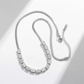 Silver stainless steel snake chain necklace with LOVE letter square beads for women - LOVE Square Style (8914) / Silver