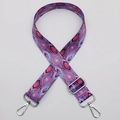 Adjustable woven shoulder strap for bags with purple geometric pattern and silver hooks - No. 652 Purple Geometric Silver Hook