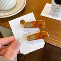 Elegant amber tortoiseshell spring hair clip with gold metal logo and resin finish - Amber (Pair)
