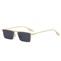 Lunettes de soleil rectangulaires en métal doré avec verres gris foncé au style moderne - Monture Dorée Verres Gris Noir C2
