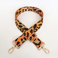 Detail of adjustable leopard print bag strap with golden metal lobster clasps - Light Orange + Gold Hook