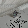 Anillo minimalista de plata con una gran circonita de talla marquesa para mujer - Abierto Ajustable / Diamante de Imitación Transparente Marquisa (JZ1352)